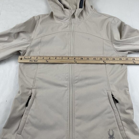 Spyder Hooded Softshell Jacket Women’s S Fleece Lined Polyester White Full Zip - Picture 4 of 11